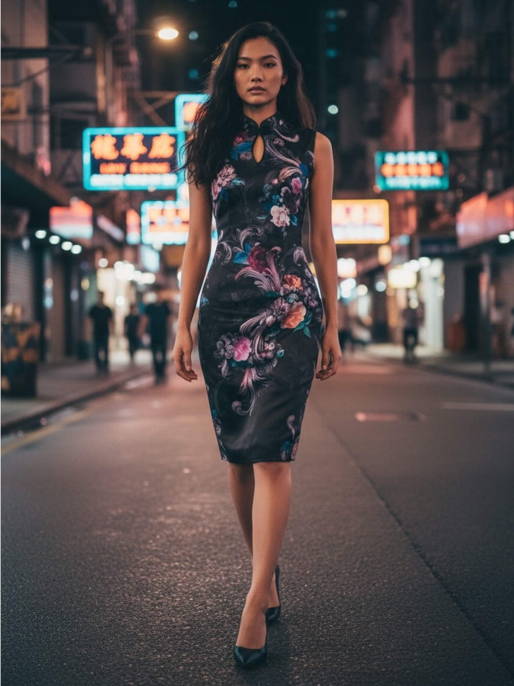 *Ted Baker London Marcela Black Floral Midi Sheath Asian Qipao Inspired Dress